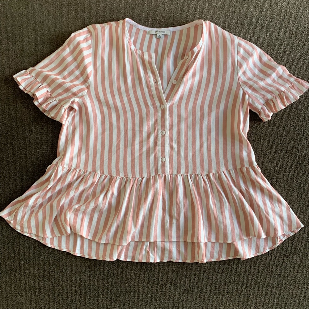 MADEWELL: Studio Ruffle Hem in Cecilia Stripe, MD